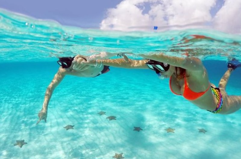 Snorkel entre estrelas-do-mar em El Cielo, Cozumel